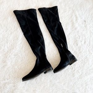 Vince Camuto Hailie black suede over the knee pull on side zip boot, size 7